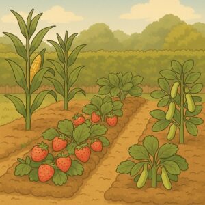 野菜が豊かに育っている家庭菜園の写真