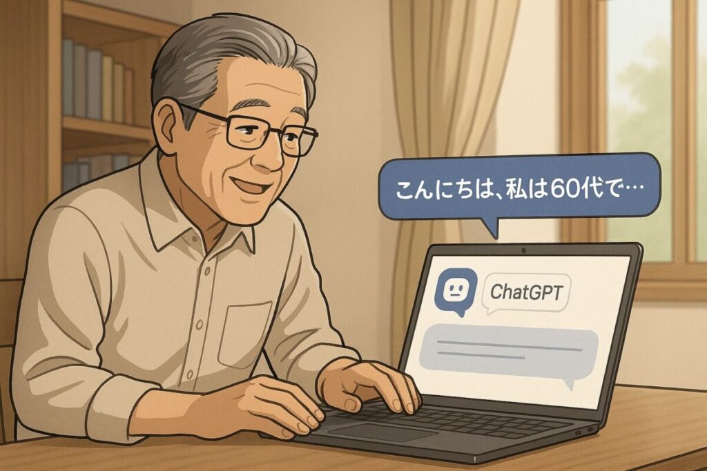 60代男性がAIに話しかけている様子